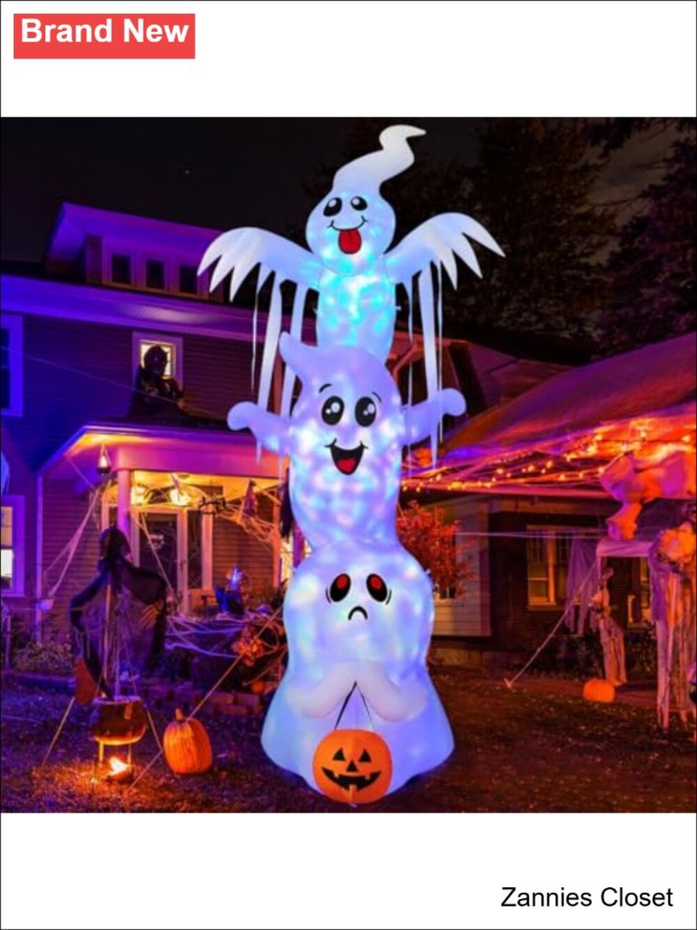 👻 GOOSH 9.8 FT Halloween Inflatable Overlap Ghost Outdoor Yard Decor LED